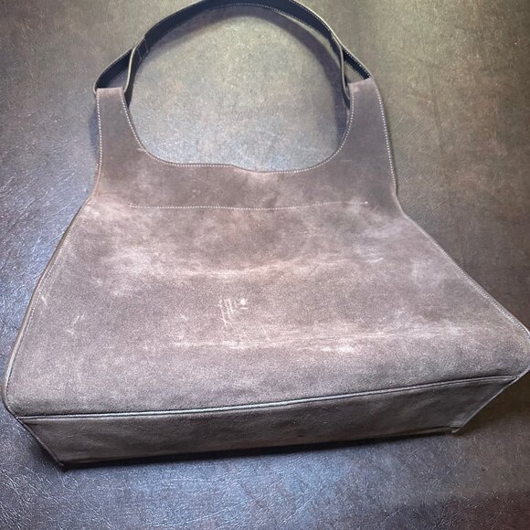 Chocolate Brown Suede Hobo Style Shoulder Bag by Cuyana - Picture 1 of 7